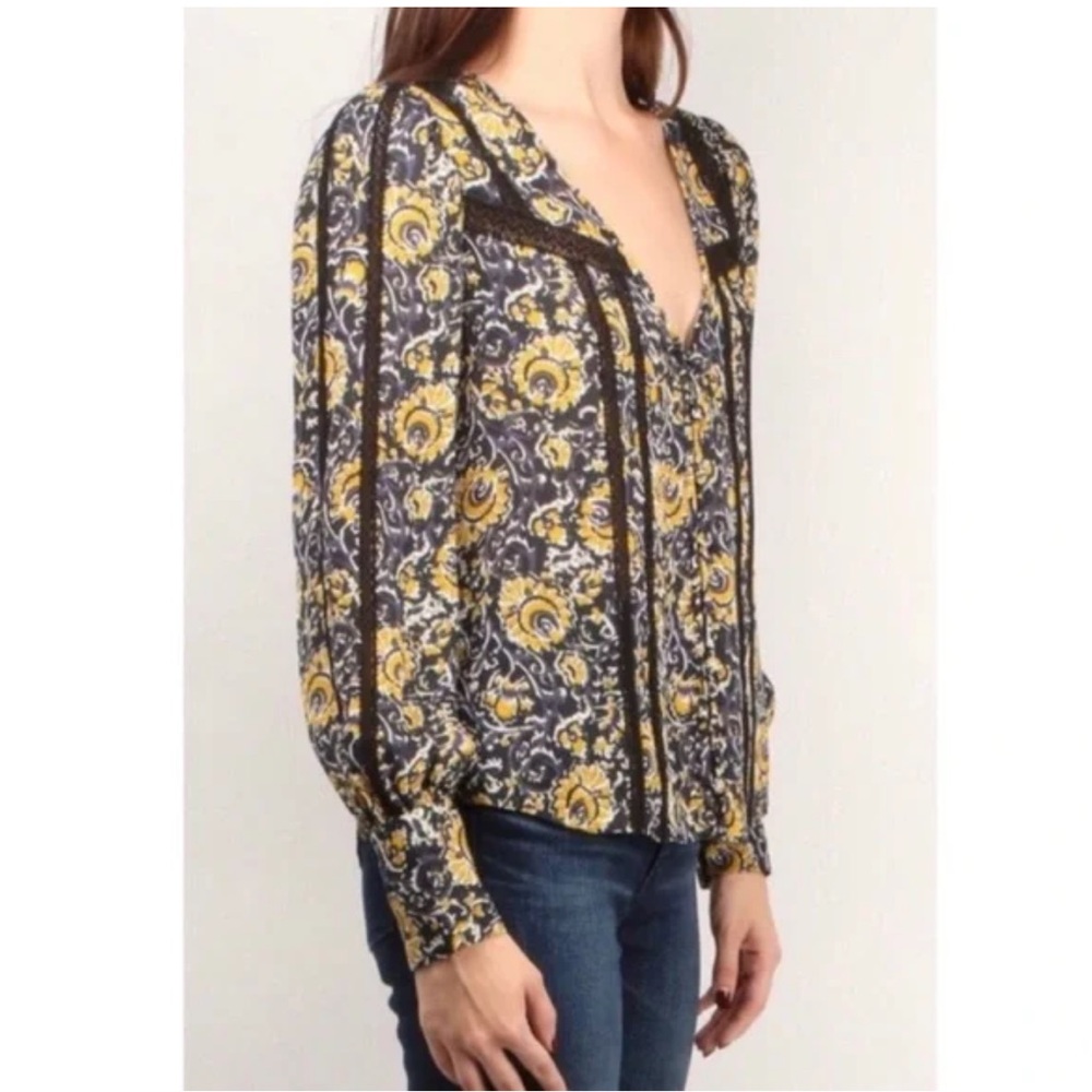 Veronica Beard, silk floral long sleeve blouse